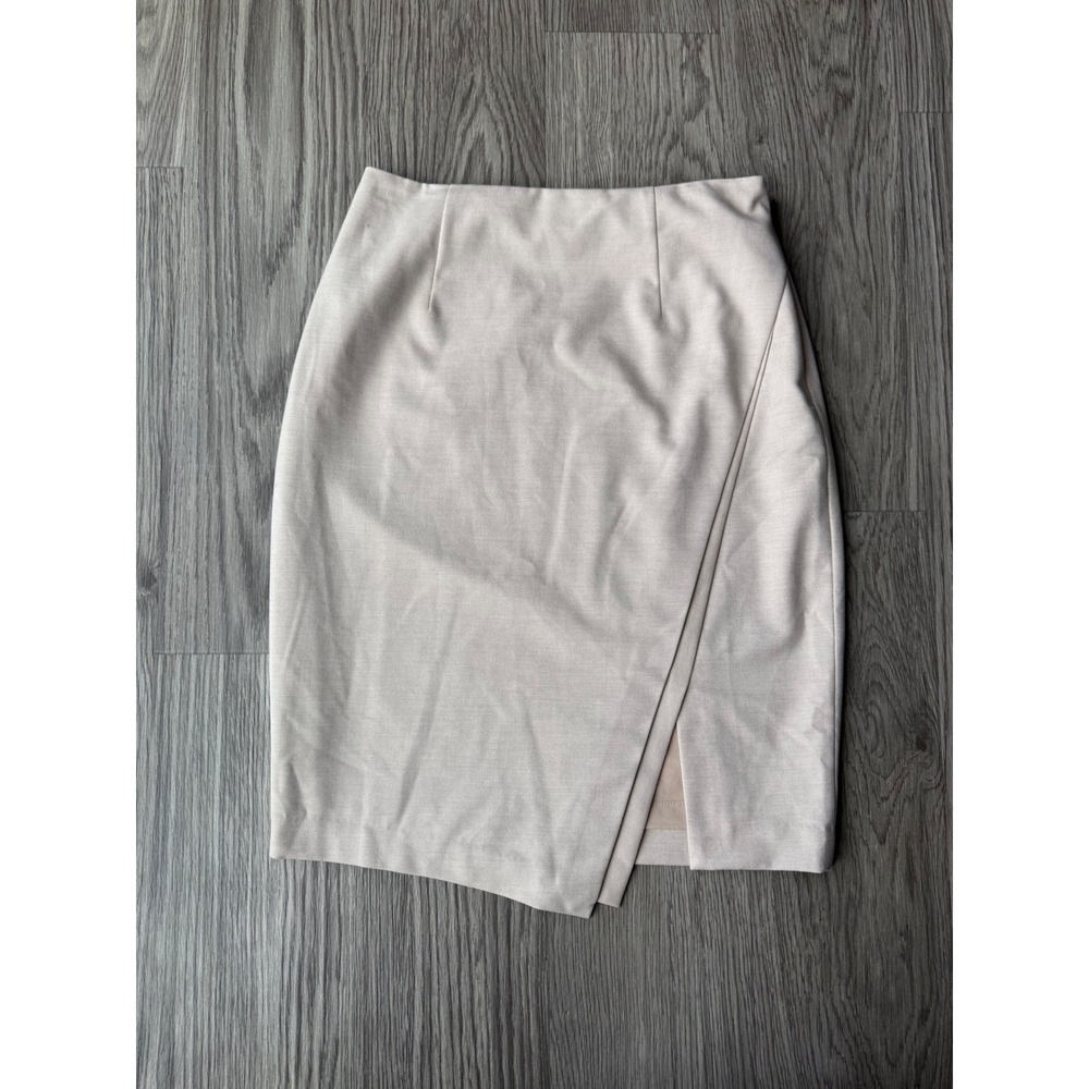 White House Black Market Petites Beige Asymmetrical Wrap Pencil Skirt 2P